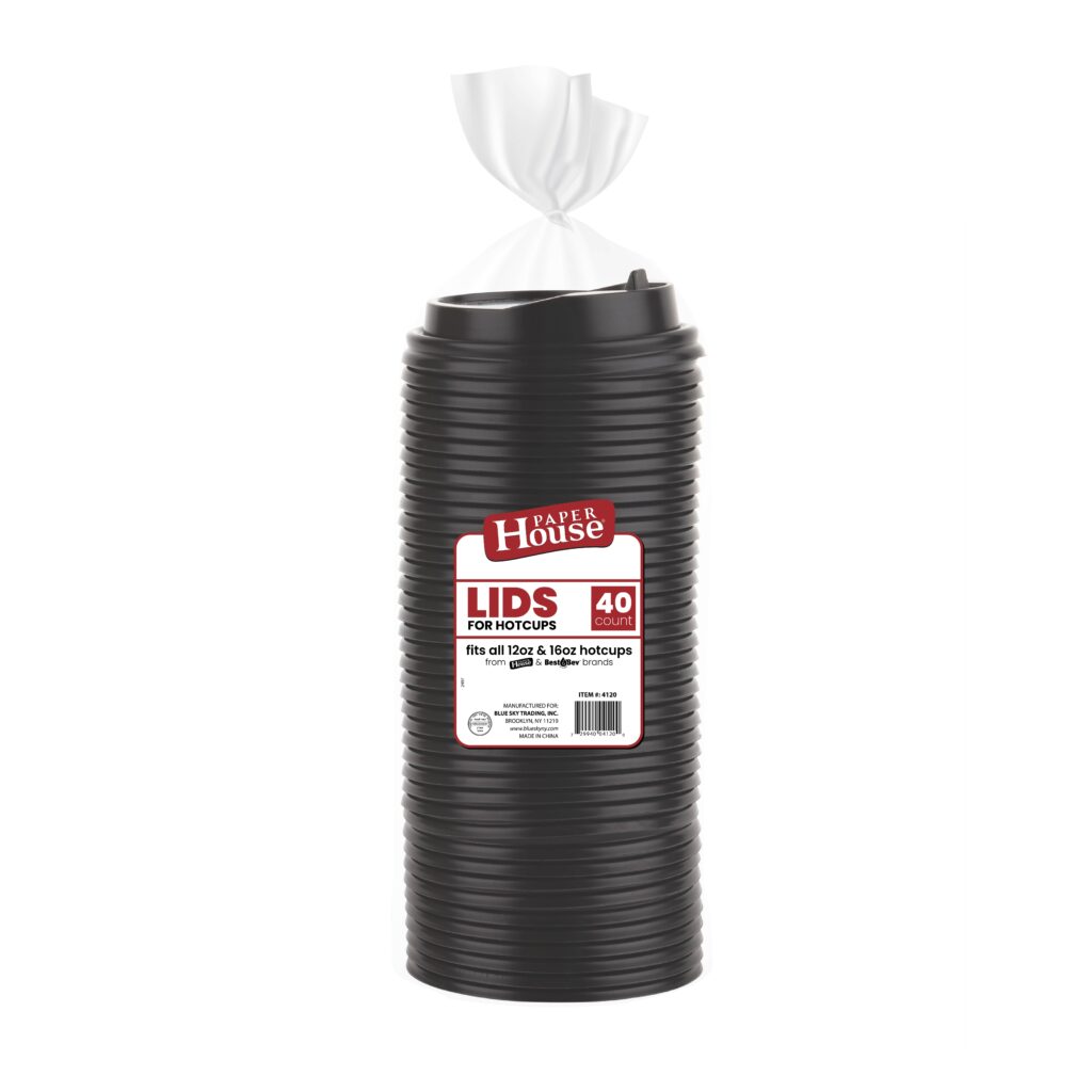 40 Pack Black Disposable Hot Cup Lids - Leak-Proof & Durable for Coffee, Tea, and Hot Beverages - Perfect for Coffee Shops, Offices, and Takeout