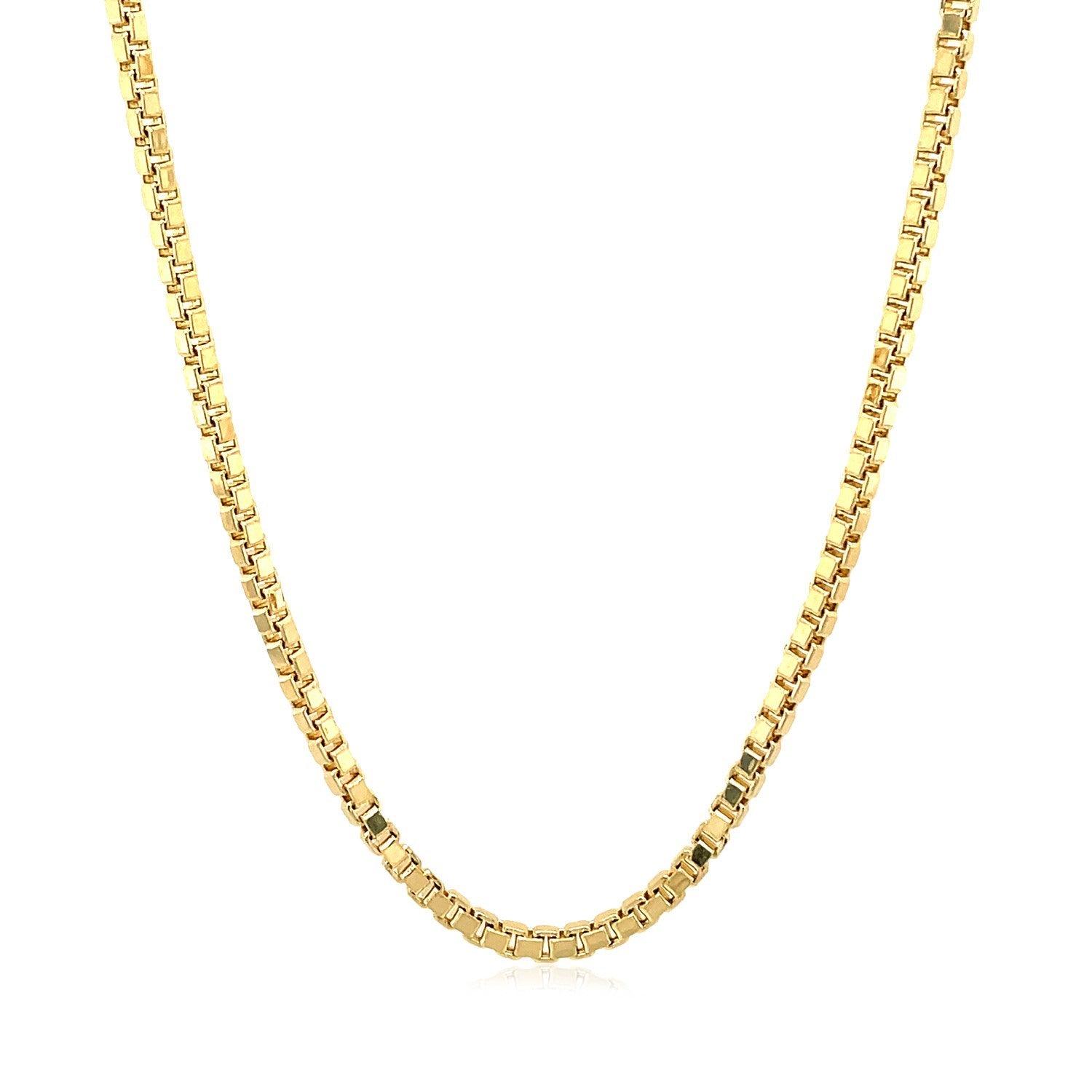 2.0mm 14k Yellow Gold Semi Solid Box Chain Necklace for Men & Women - Durable & Stylish Jewelry for Everyday Wear, Gifts & Special Occasions