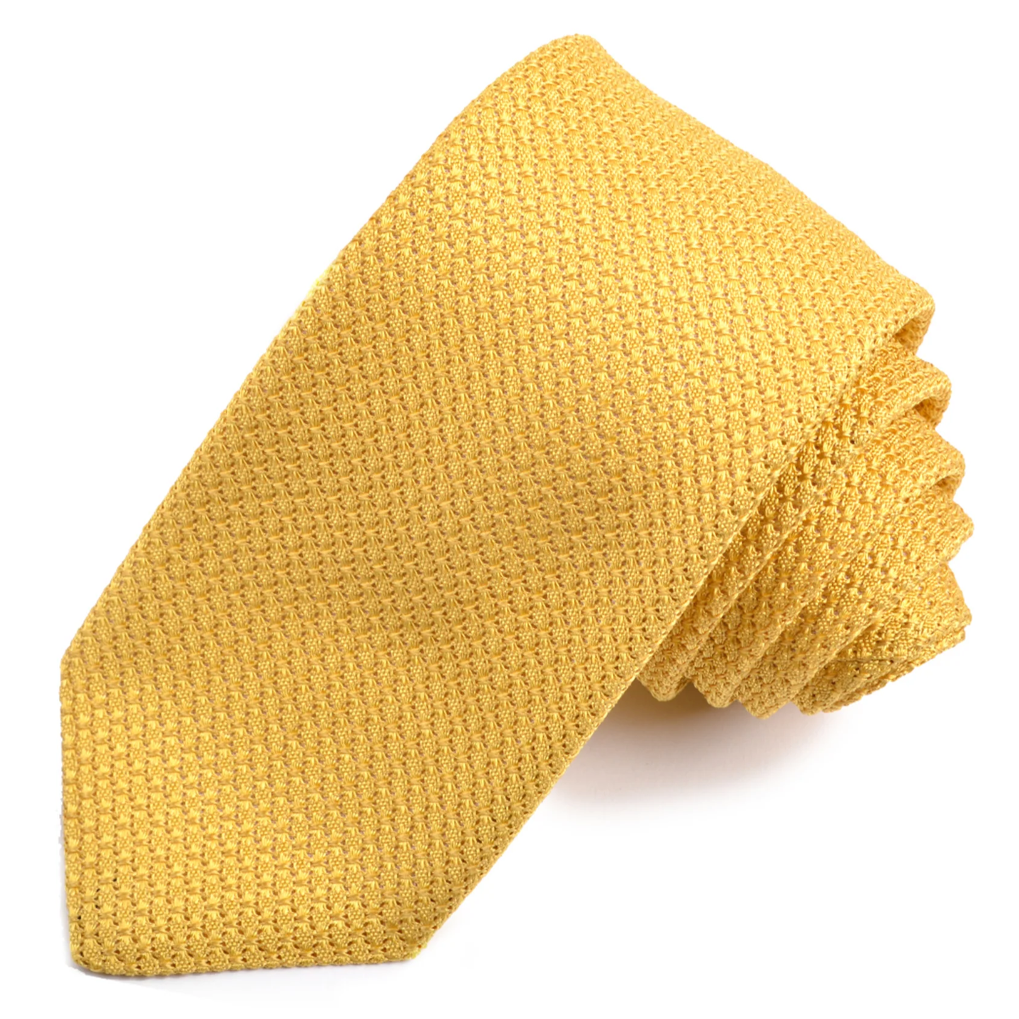 Luxury Gold Silk Grenadine Necktie for Men - Elegant Formal Business Tie for Weddings, Office & Special Occasions