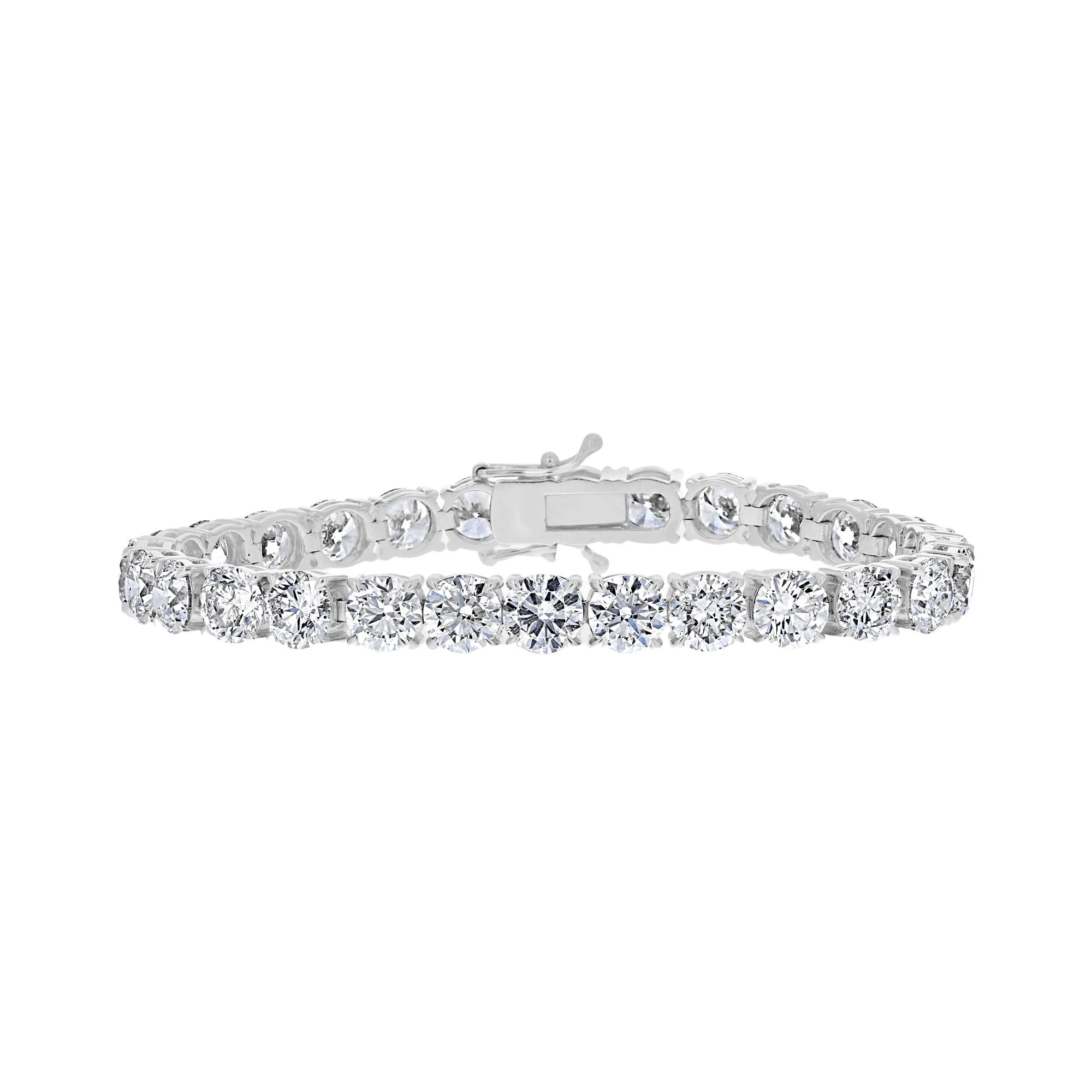 18KT White Gold 28.86 CTW Round Diamond Tennis Bracelet - Elegant Jewelry for Weddings, Anniversaries & Special Occasions