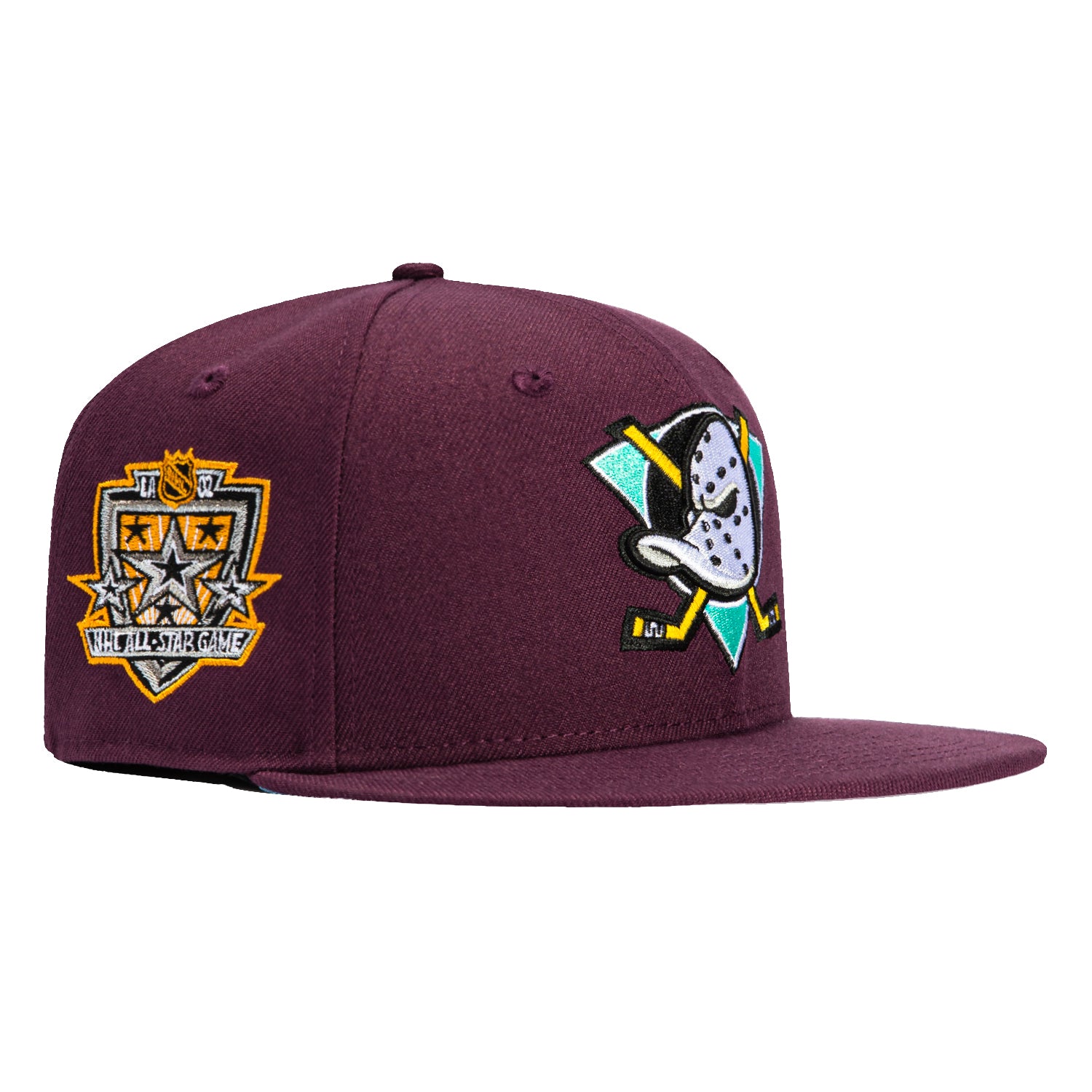 New Era 59Fifty Anaheim Ducks 2002 All Star Game Patch Snapback Hat - Maroon - Official NHL Licensed Cap for Hockey Fans & Collectors - Perfect for Games, Tailgating & Sports Memorabilia Display