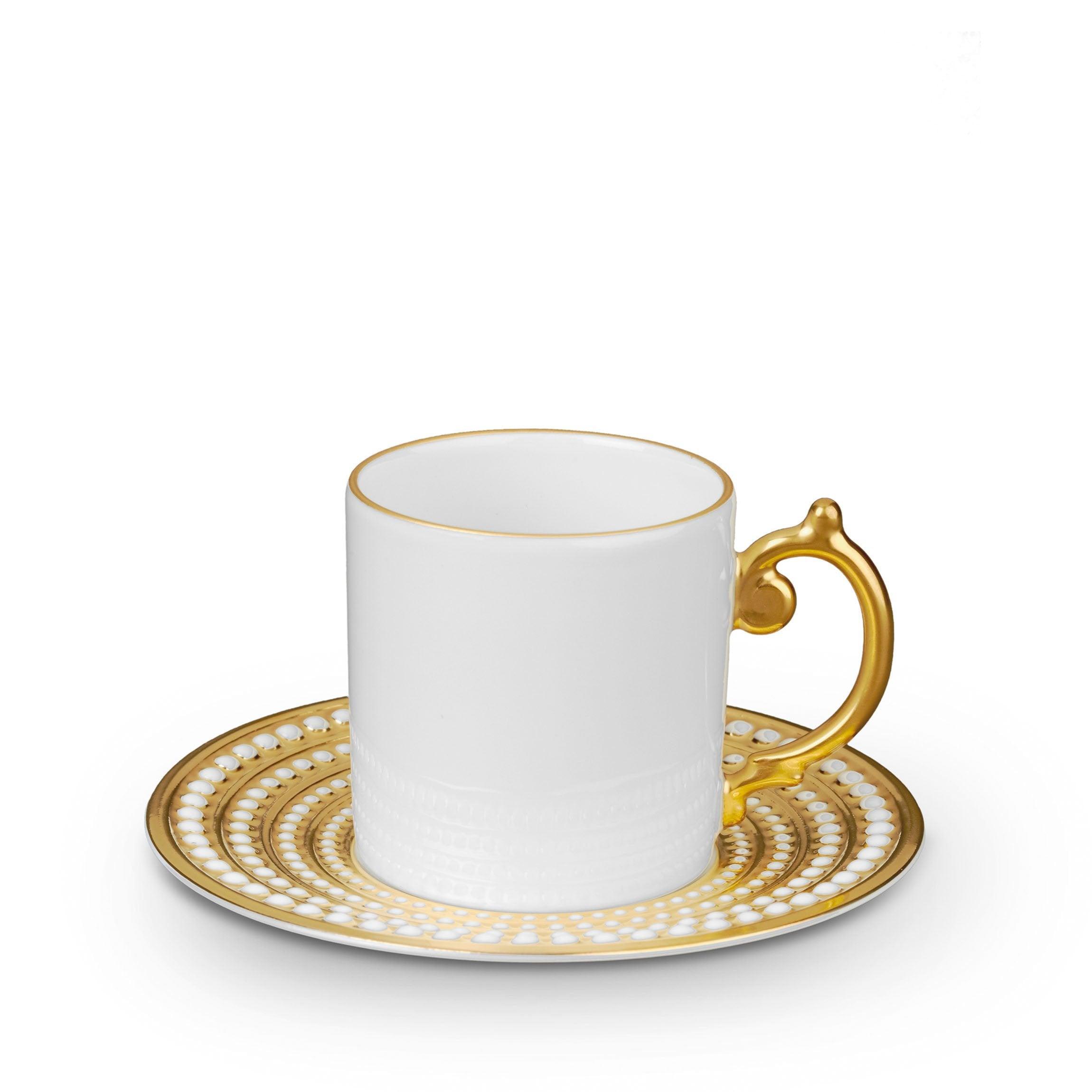 Perlée Espresso Cup and Saucer Set - Premium Porcelain Coffee Cups for Espresso, Cappuccino & Latte - Elegant Home & Cafe Drinkware for Coffee Lovers