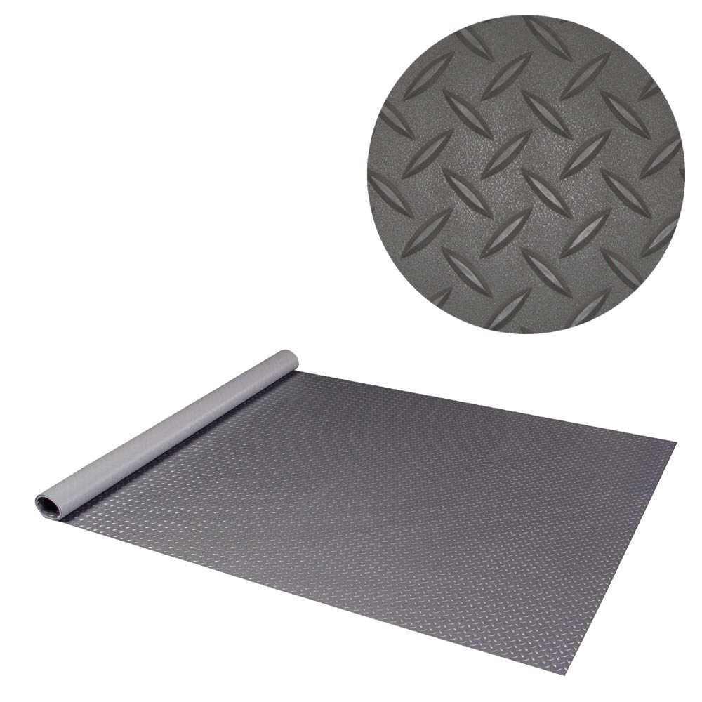 RoughTex 86515 Charcoal Diamond Deck 5' x 15' Anti-Slip Floor Mat - Durable Garage, Workshop & Entryway Protection for High Traffic Areas