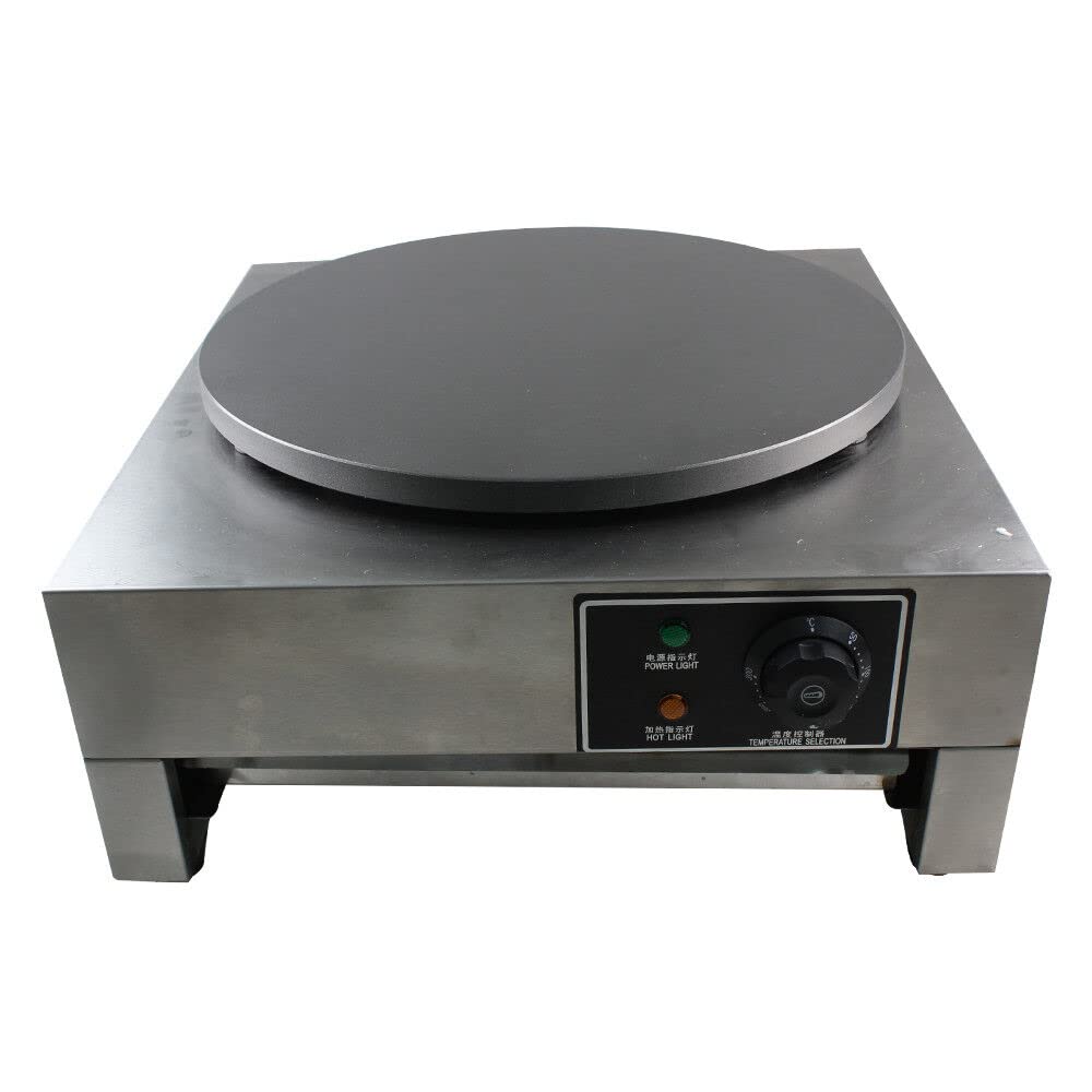 Commercial Crepe Maker Machine - 16 Inch Round Pancake Griddle with Cast Iron Cooking Surface & Non-Stick Coating (3000W) - Perfect for Restaurants, Cafes, and Breakfast Catering Businesses