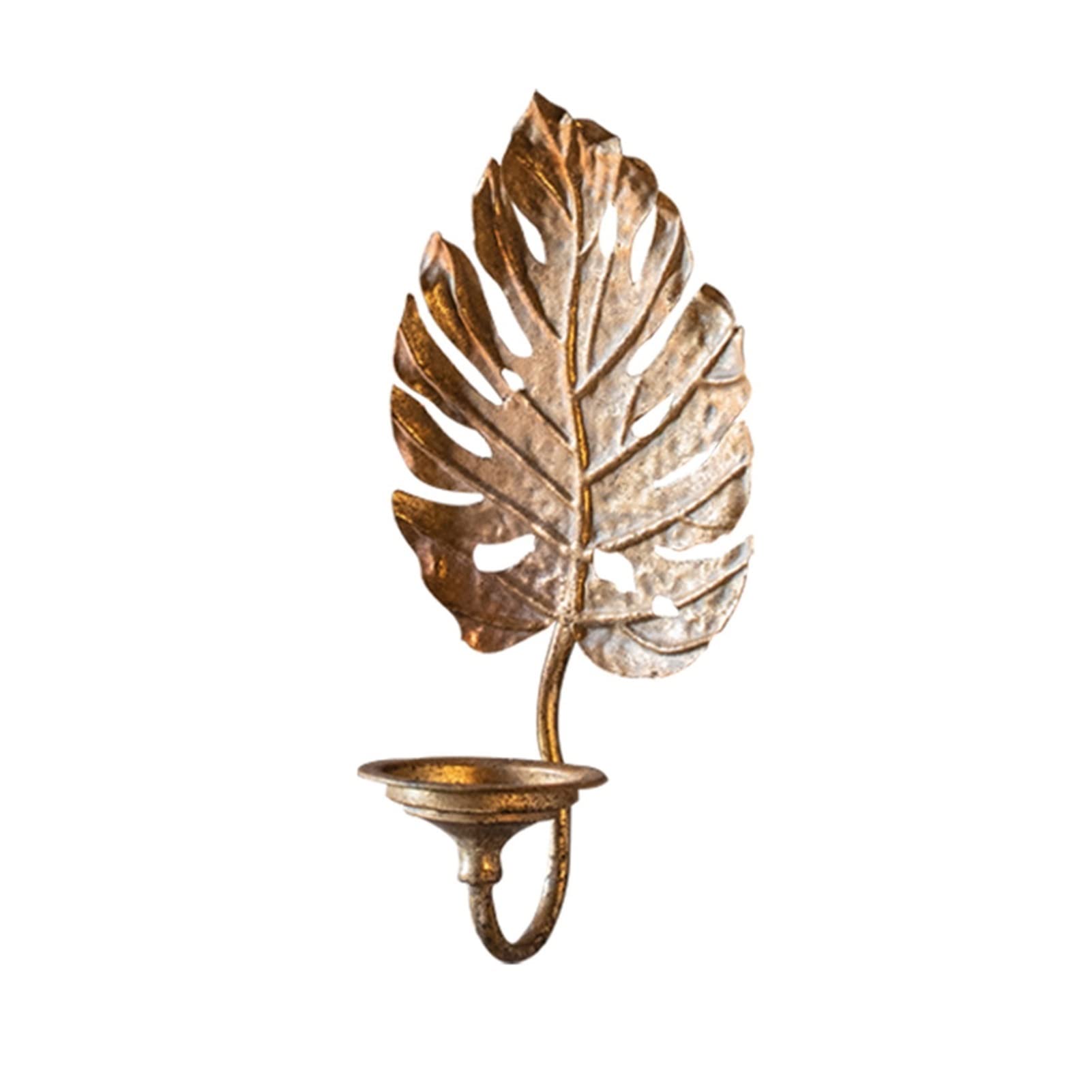 TOMYEUS Metal Turtle Back Leaf Shape Candle Holder - Hollow Candlestick Wall Sconce for Indoor & Outdoor Decor - Perfect for Wedding, Garden, Patio, and Home Decoration
