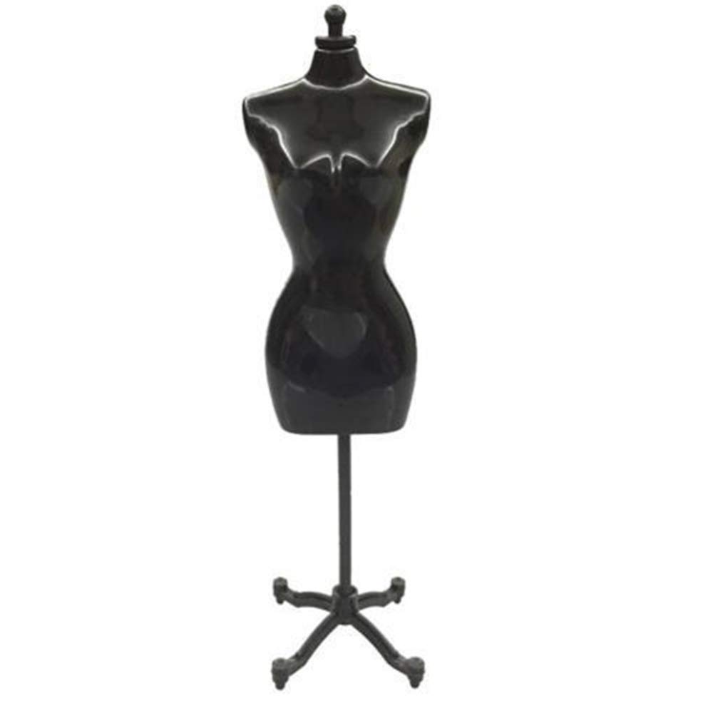 30cm Mini Doll Dress Form Stand - Black for Tiny Clothing Display