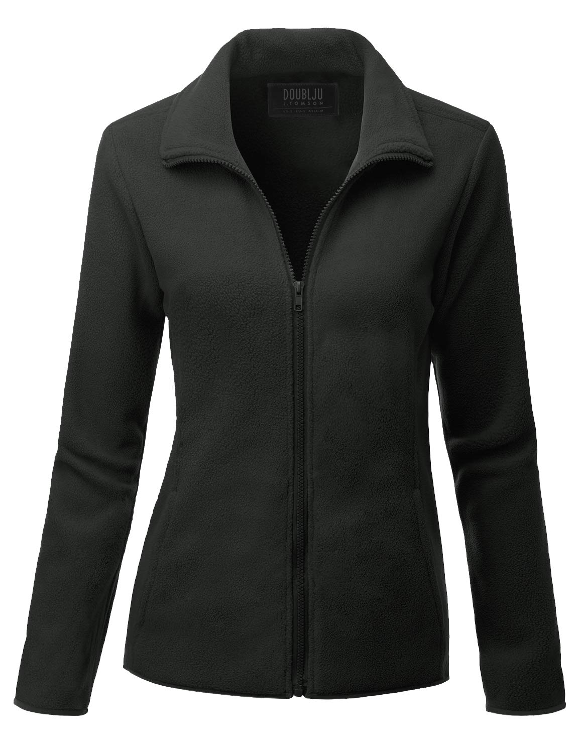 DOUBLJU Women's Long Sleeve Full-Zip Thermal Fleece Jacket - Lightweight Polyester Outerwear for Hiking, Camping & Winter Layering (Plus Size Available)