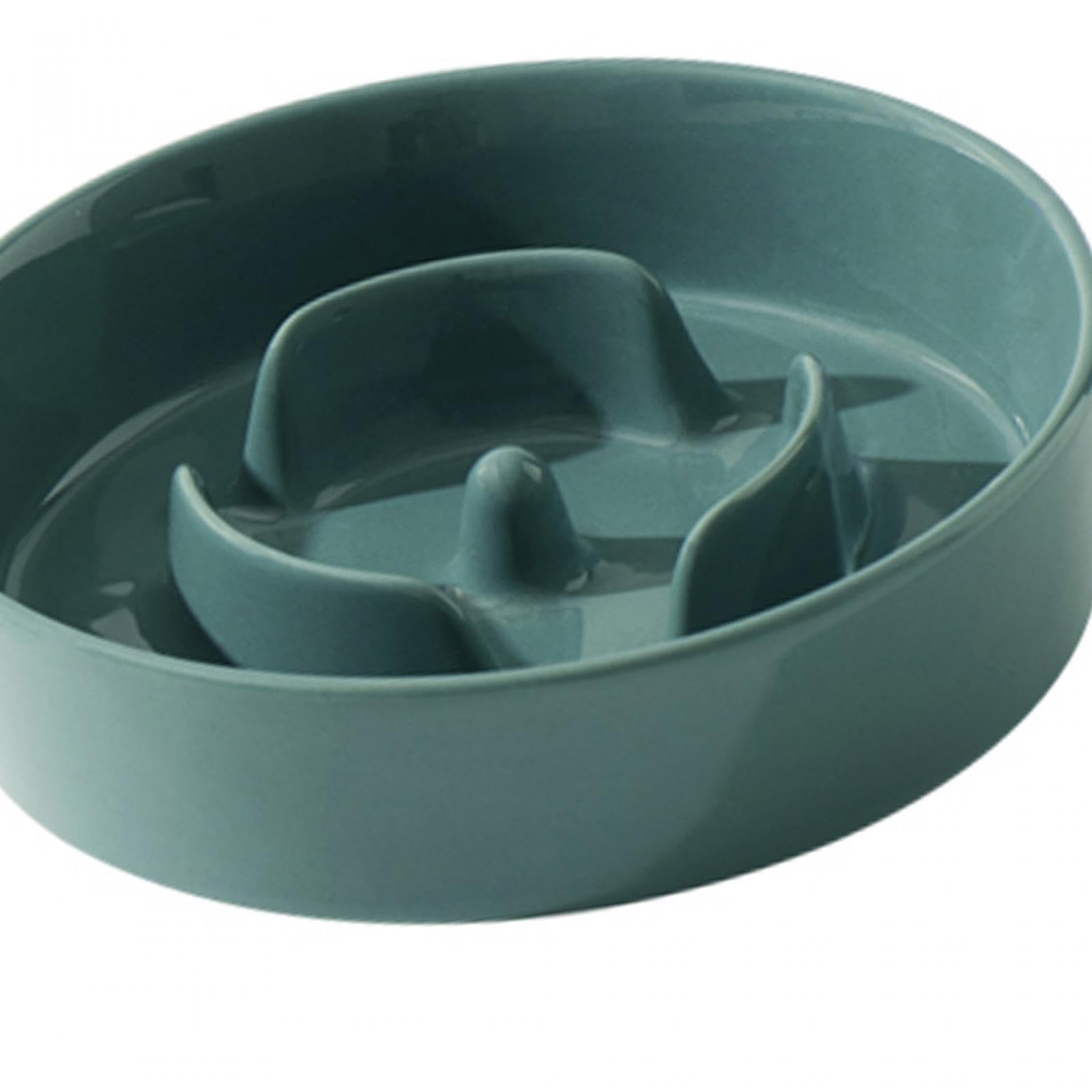 Enakshi Slow Feeder Dog Bowl - 15.5cm Deep Green Puzzle Food Plate for Small Medium Dogs & Cats - Anti-Gulping Bloat Prevention Mealtime Solution for Fast Eaters
