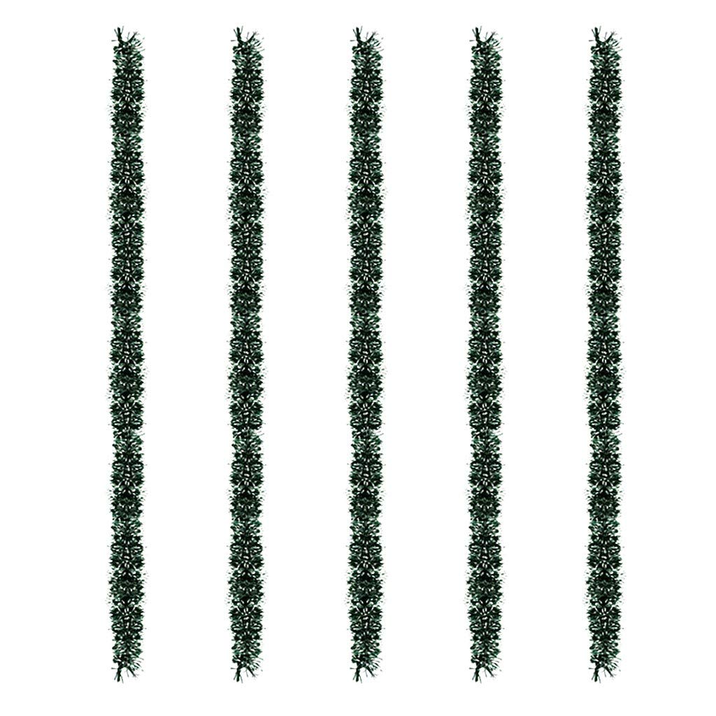5Pcs 2M Green Plastic Christmas Tree Ornament Hangers with Pearl Garland - Xmas Party Decorations for Home, Tree & Holiday Decorating