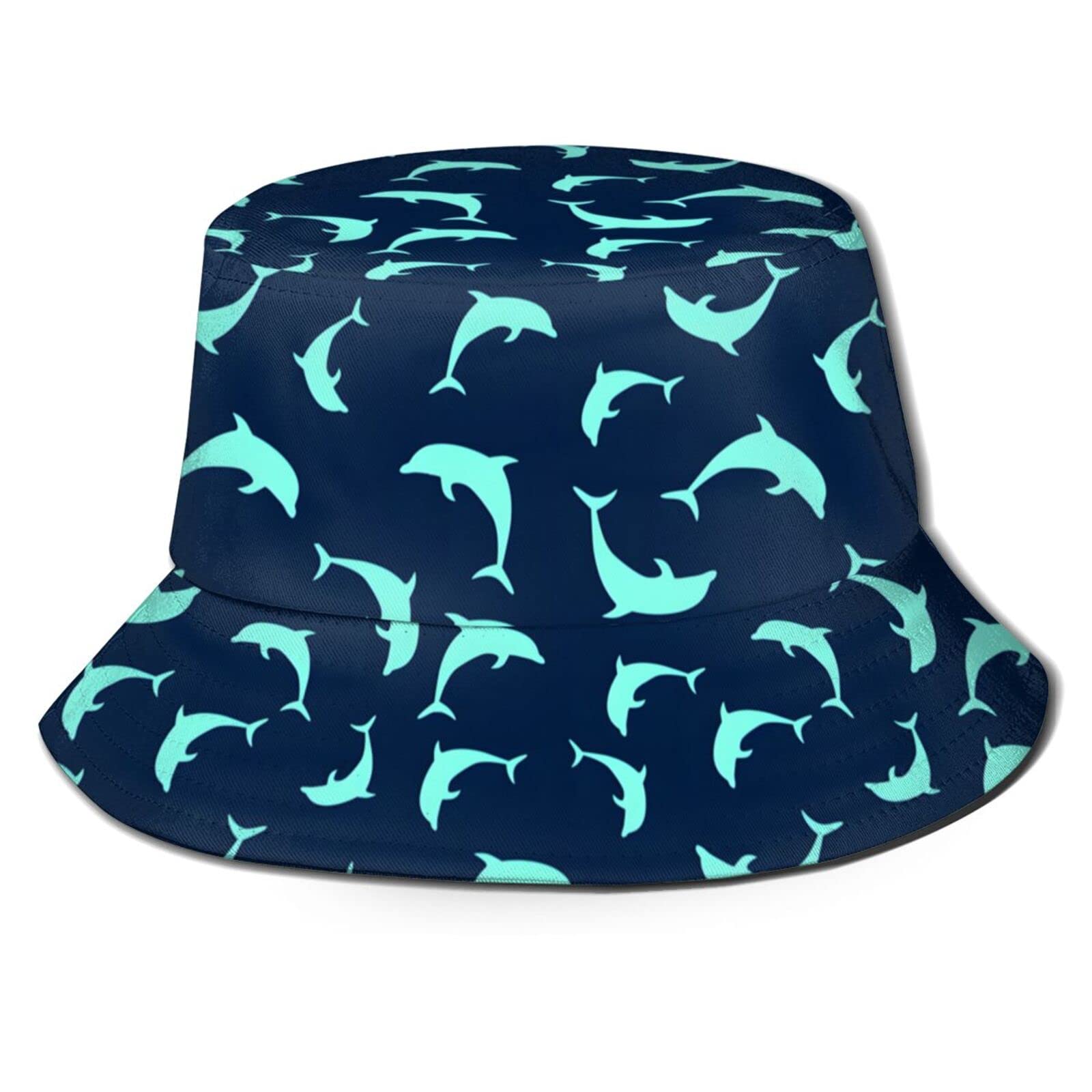 Stylish Happy Dolphin Bucket Hat - UPF Sun Protection Unisex Beach Hat with Cute Dolphin Pattern | Perfect for Summer Vacations, Beach Trips & Outdoor Activities
