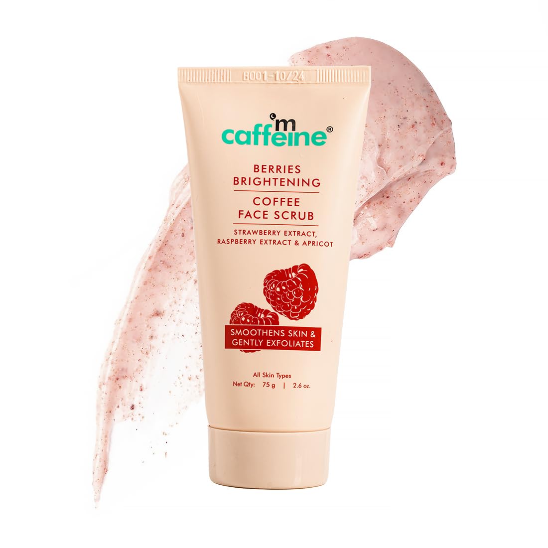**Mcaffeine Berries Brightening Coffee Face Scrub – Exfoliates & Smooths Skin, Removes Tan & Dead Cells – Glow Booster for Women & Men (75g) | Perfect for Daily Skincare & Post-Sun Care Routine**
