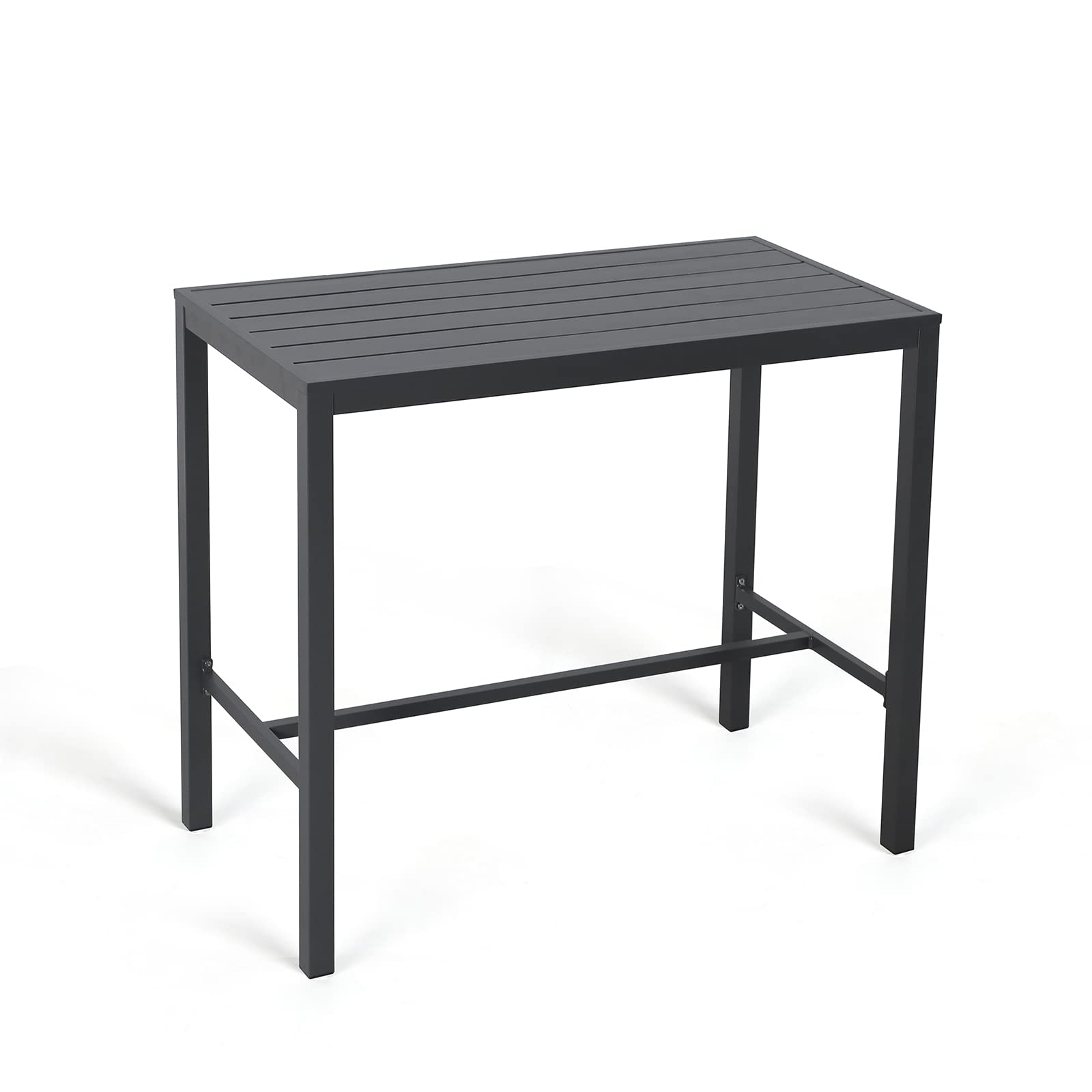 **Soleil Jardin All-Aluminum High Top Bar Table - Rectangular Pub Table for Indoor & Outdoor Use - Easy Assembly & Low Maintenance - Dark Grey - Perfect for Patio, Garden, Restaurant & Home Decor**