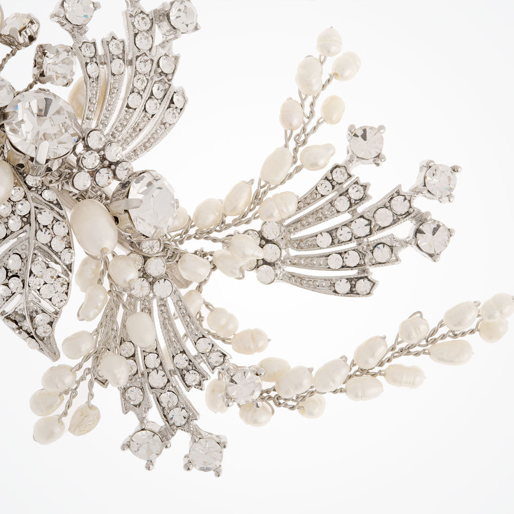 Elegant Dinah Wedding Hair Clip for Brides - Pearl & Crystal Bridal Hair Accessories for Weddings, Prom, and Special Occasions
