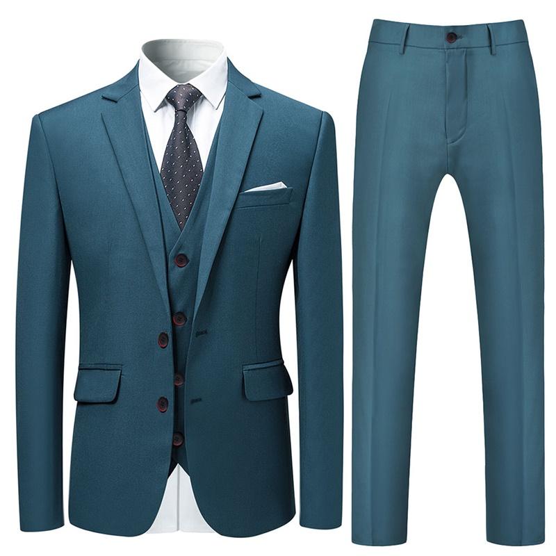 DarkCyan 3 Piece Slim Fit Two Button Suit for Men | Business Formal Attire | Wedding, Office & Special Occasion Wear