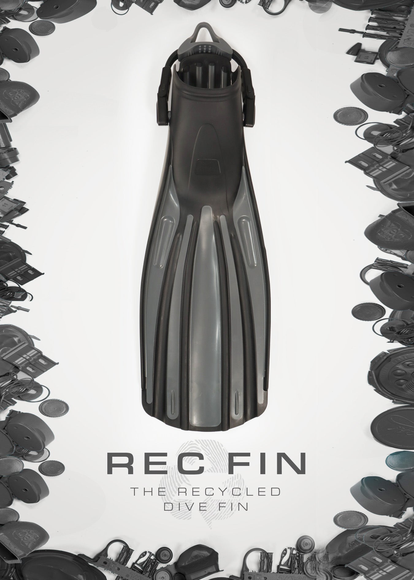 Fourth Element Rec Fin - Black & Grey Dive Fins for Snorkeling, Scuba Diving & Water Sports | High Performance Swimming Fins for Men & Women