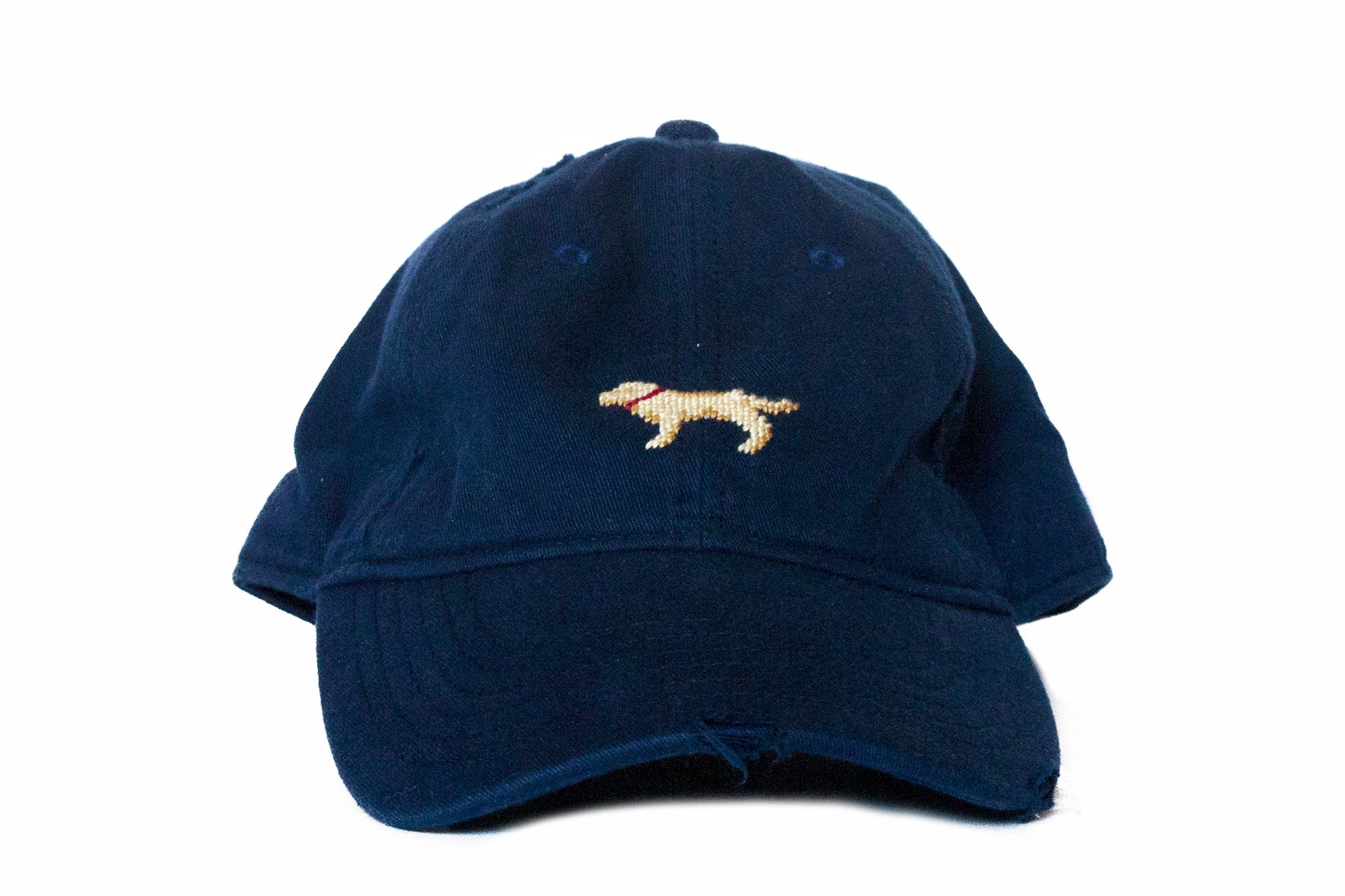 Golden Retriever Needlepoint Hat - Navy Blue Embroidered Dog Lover Cap for Outdoor Activities, Hiking, and Casual Wear