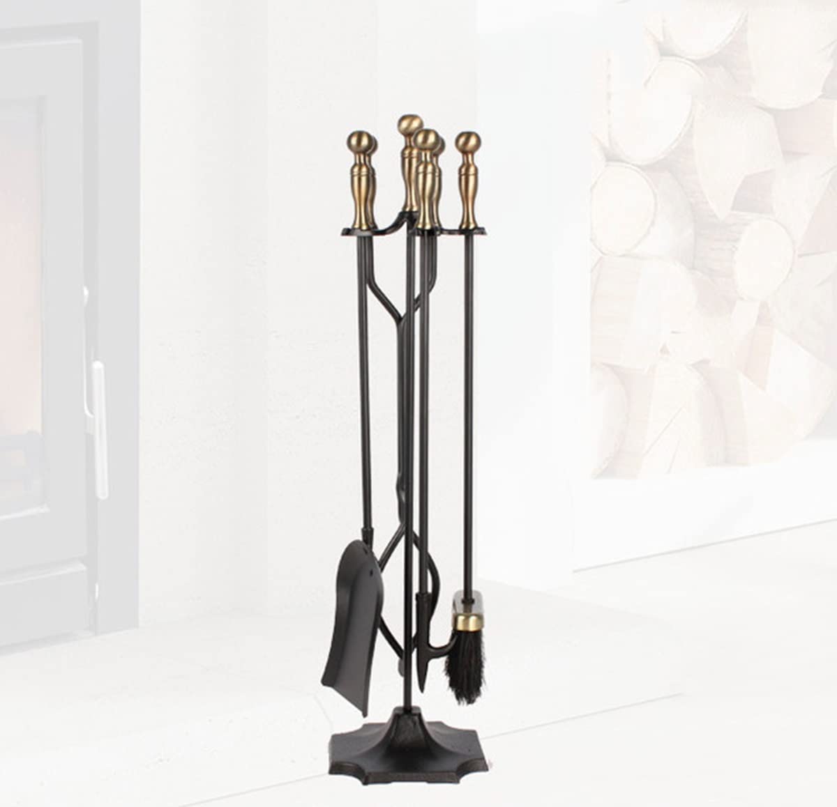 Premium 5-Piece Stainless Steel Fireplace Tool Set - 31 Inch Fire Pit Accessories for Indoor & Outdoor Use - Perfect for Fireplace, Hearth, Chimney & Camping