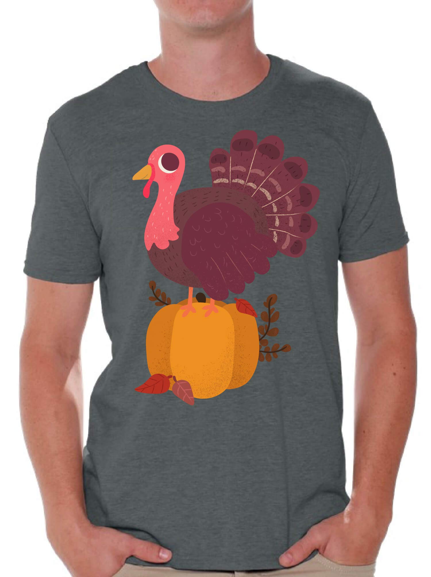 Awkward Styles Thanksgiving T-Shirt for Men - Funny Happy Turkey Graphic Tee - Perfect for Family Gatherings & Holiday Parties