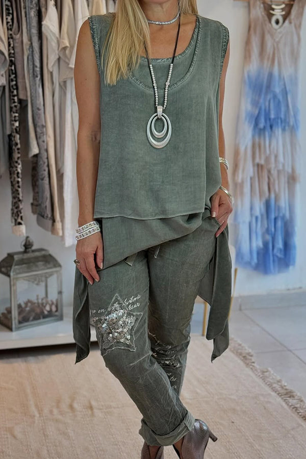 Stylish Letter Print Sequin Pocket Casual Pants for Women - Trendy Lounge & Streetwear Outfits