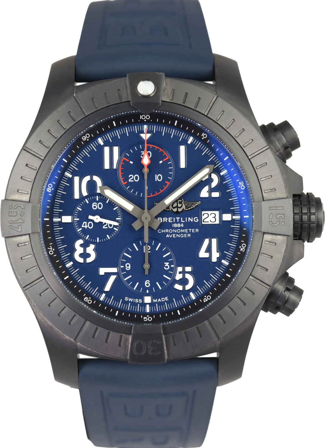 Pre-Owned Breitling Super Avenger Chronograph 48 Night Mission Watch V13375101C1X1 - Luxury Men's Chronograph for Aviation & Diving Enthusiasts