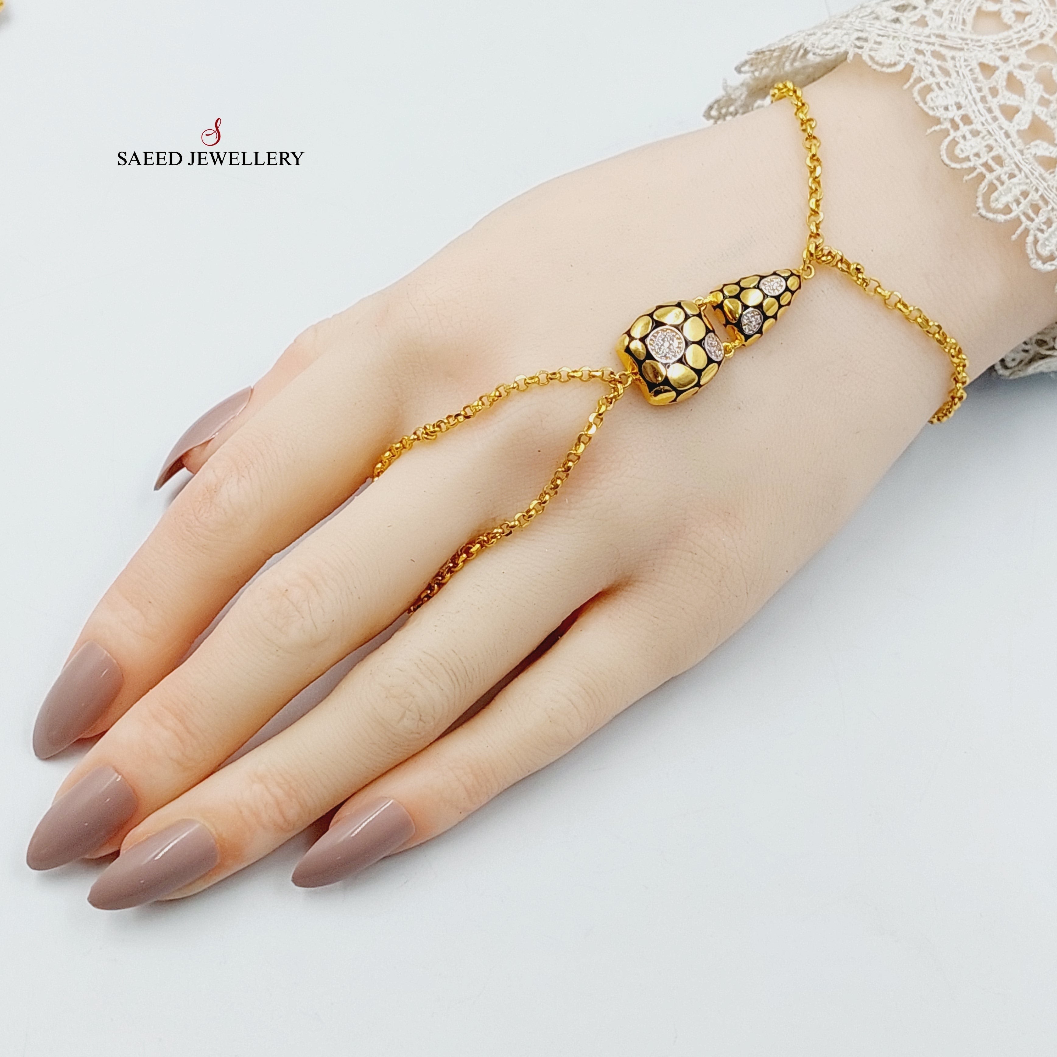 Enameled & Zircon Studded Snake Hand Bracelet - Elegant Jewelry for Women, Fashionable Statement Piece for Parties, Date Nights and Special Occasions