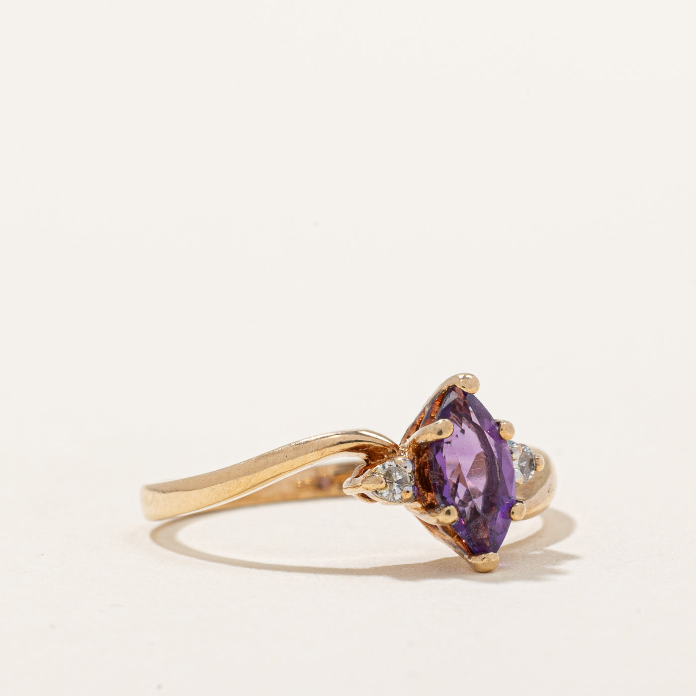 0.35ct Amethyst & 0.05ct Diamond Bypass Ring - Size 6.25 | Elegant Purple Gemstone Jewelry for Women | Perfect for Weddings, Anniversaries & Special Occasions