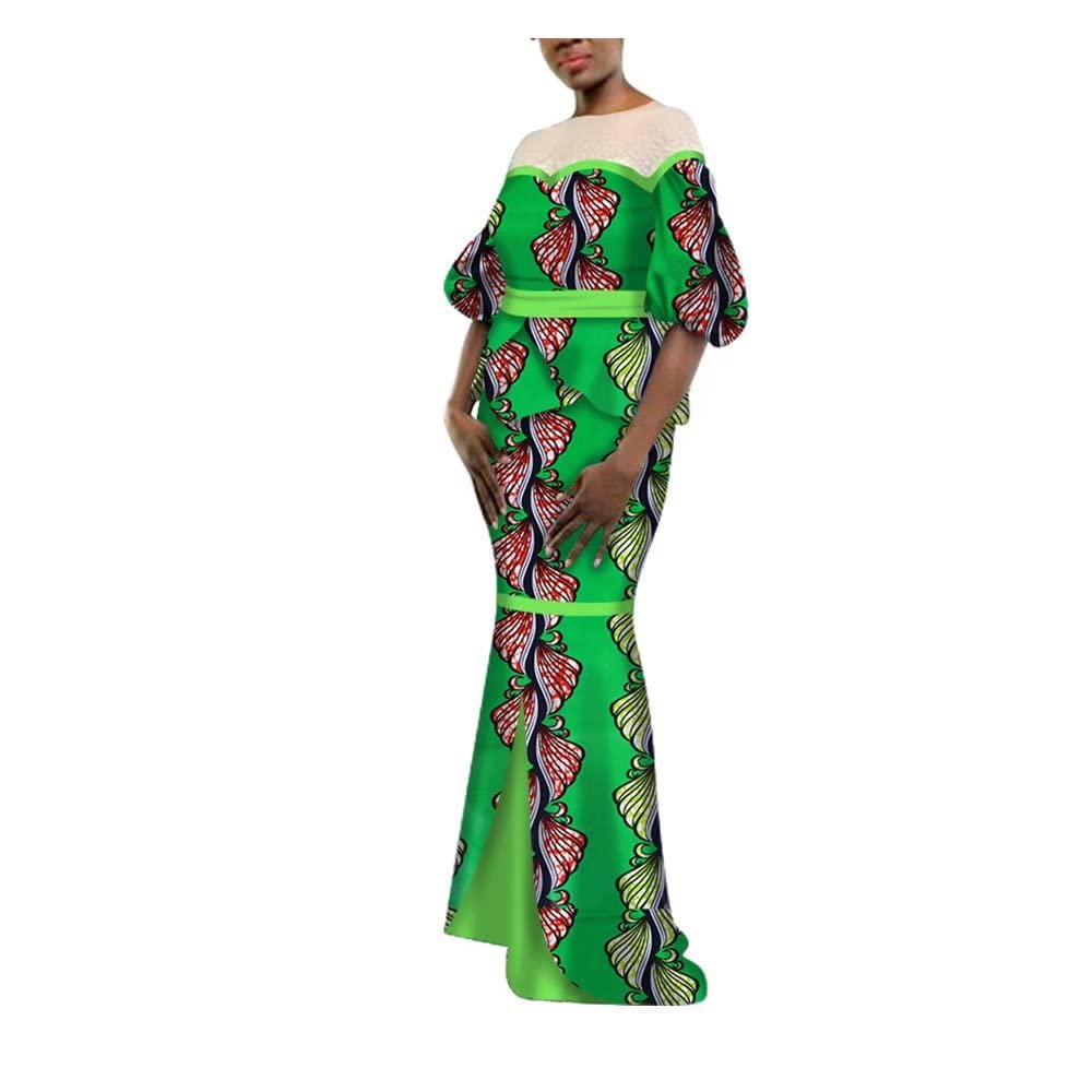 2pcs African Print Skirt Sets with Lantern Sleeves - Women's Matching Top & Skirt Outfit for Wedding, Party & Special Occasions | Perfect for Bridal Shower, Anniversary & Cultural Events