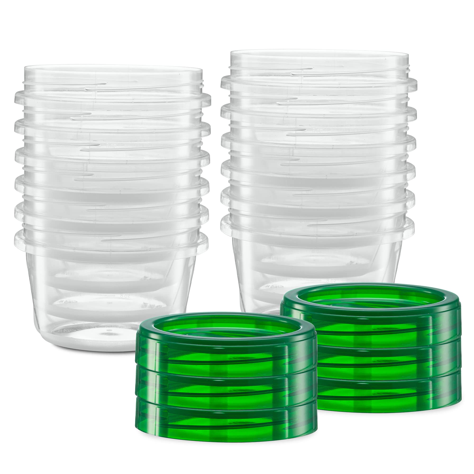 16oz (20 Pack) Clear Bottom Green Top Twist Cap Food Storage Containers with Screw-On Lids - Perfect for Meal Prep, Freezer Storage & Leftovers Organization