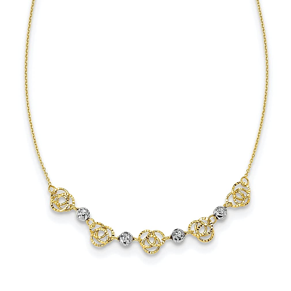 14K Two-Tone Beads Knot Necklace Pendant Charm - Elegant Fine Jewelry for Women, Perfect Gift for Her - Ideal for Weddings, Anniversaries, and Special Occasions