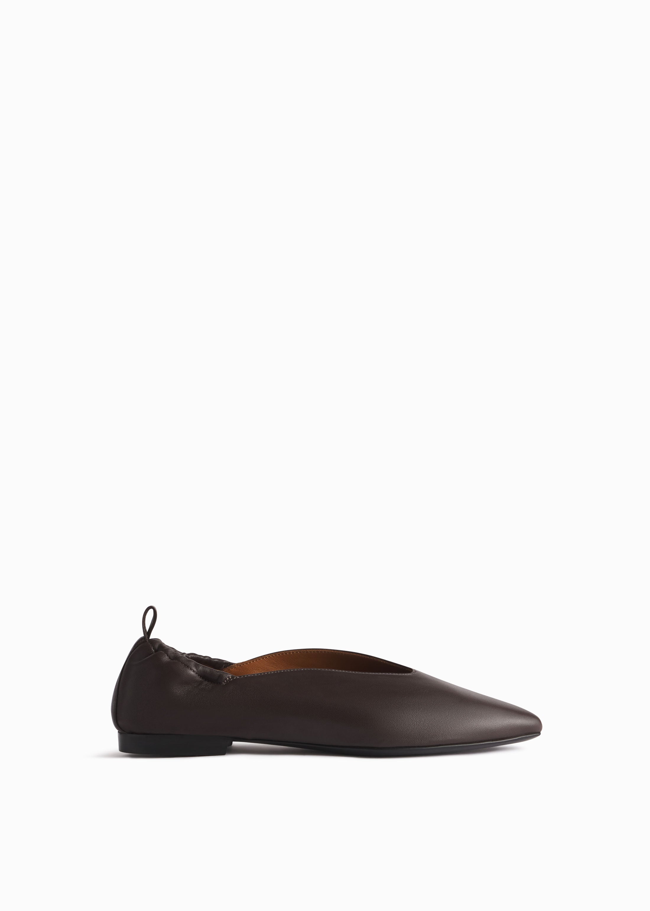 Chocolate Ruched Back Pointed Flat Shoes - Elegant Women's Ballet Flats for Work, Office & Casual Wear