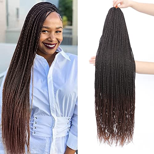 8 Packs Small Senegalese Twist Crochet Hair 28 Inch - 35 Strands/Pack for Braiding | 1B/30 Color | Hot Water Setting | Perfect for Black Women's Protective Styles, Box Braids & Natural Hair Care