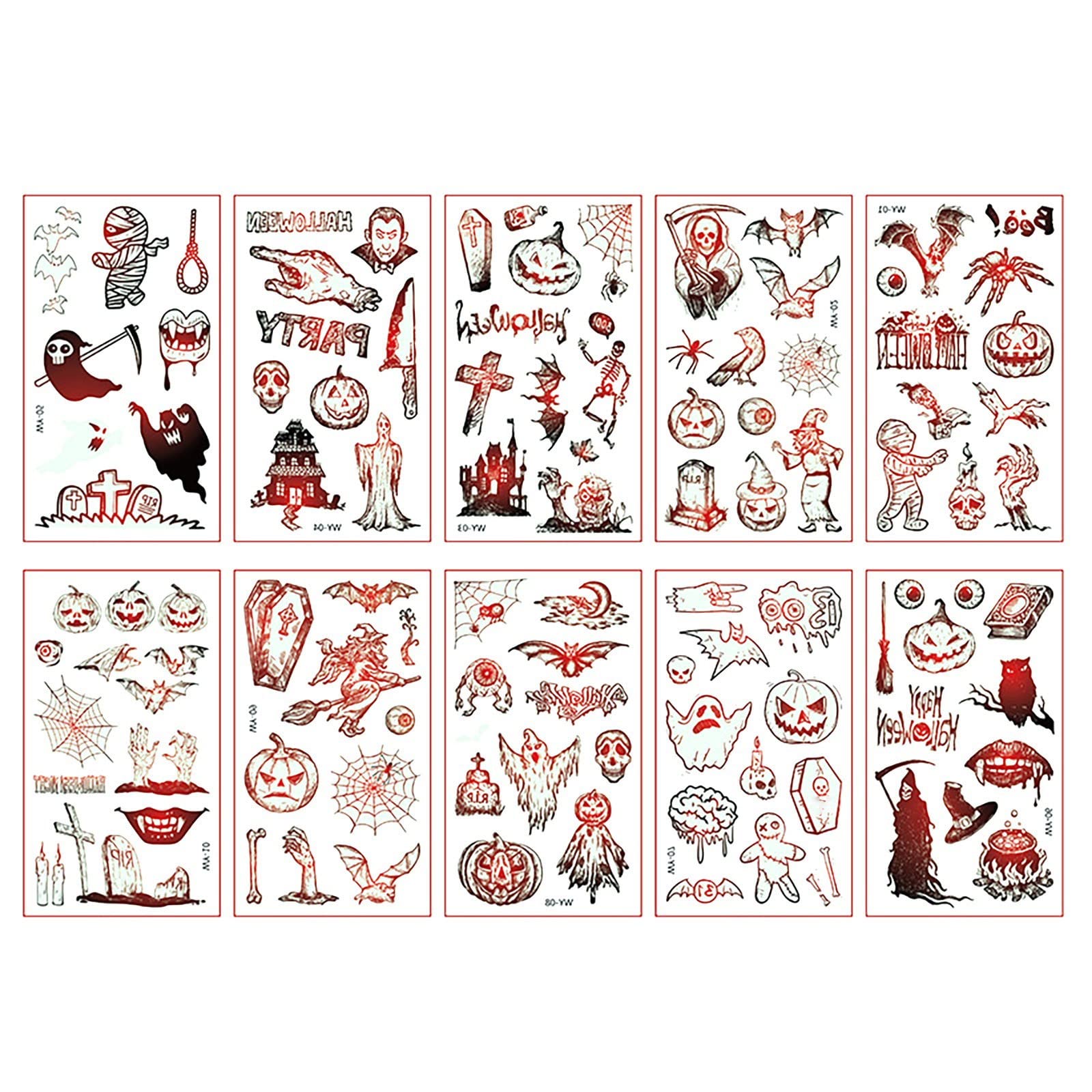 Glow in The Dark Fake Tattoos for Kids 8-12 - Waterproof Temporary Tattoos for Parties, Halloween Costumes & Dress Up Events - Fun Body Art Stickers for Girls and Boys