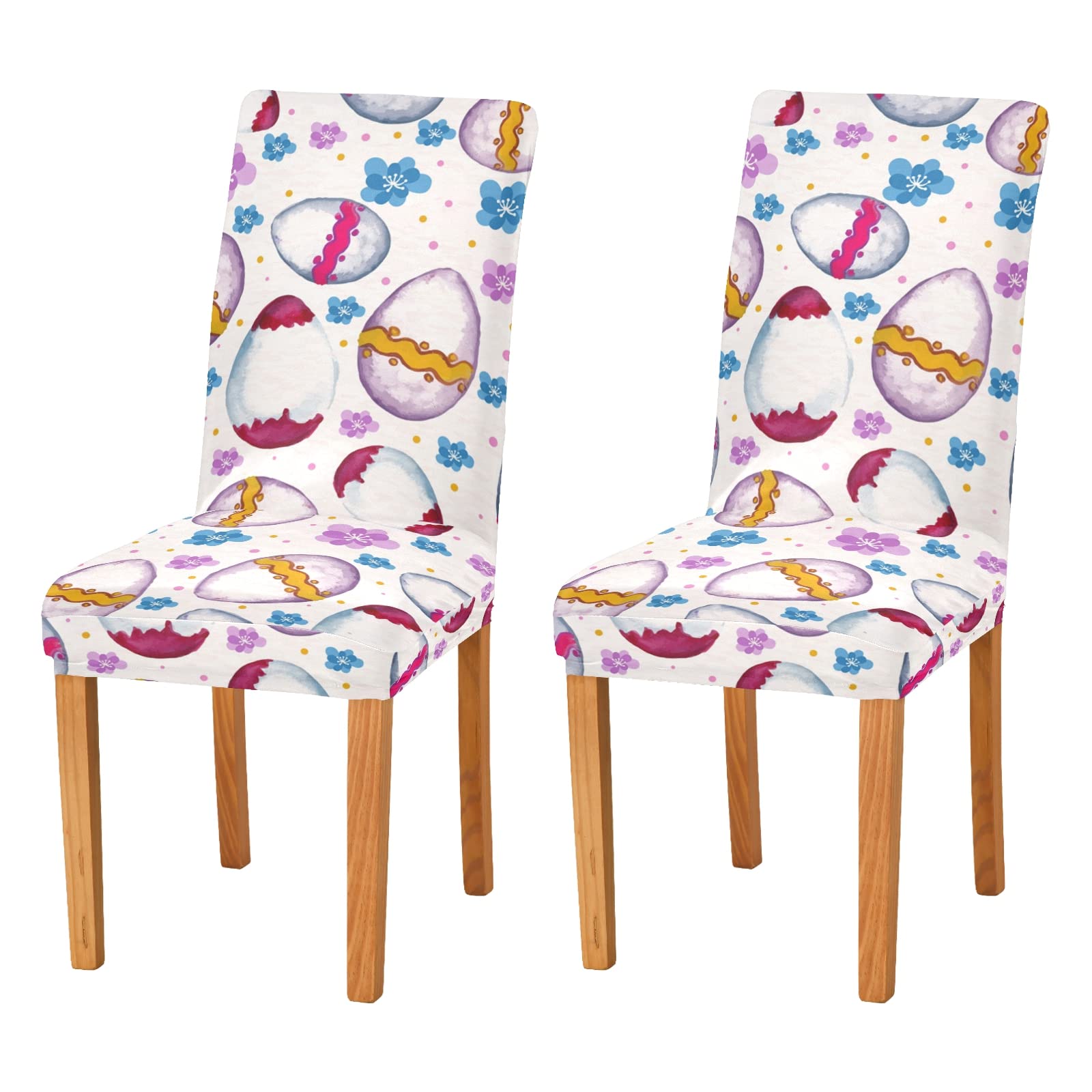 Xigua Stretch Spandex Chair Covers Set of 2 - Elastic Dining Room Chair Slipcovers for Easter Decor & Home Protection - Perfect for Holiday Parties, Family Gatherings & Everyday Use