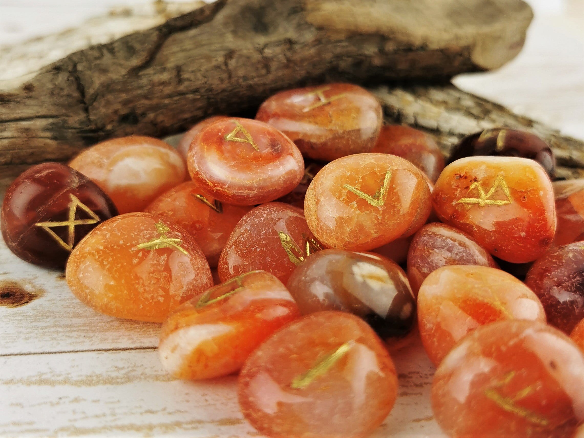 Healing Carnelian Rune Stone Set - 24pc Divination Stones with Pouch for Psychic Readings, Meditation & Spiritual Guidance - Perfect for Wiccan, Pagan & Crystal Healing Practices