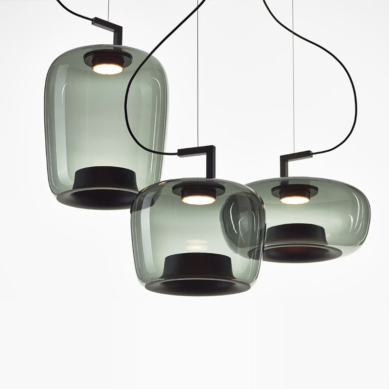 Nordic Modern LED Pendant Lights - Brown & Dark Green Glass Chandeliers for Dining Room, Bedroom, Bar Decor | Perfect for Ambient Lighting in Homes and Restaurants
