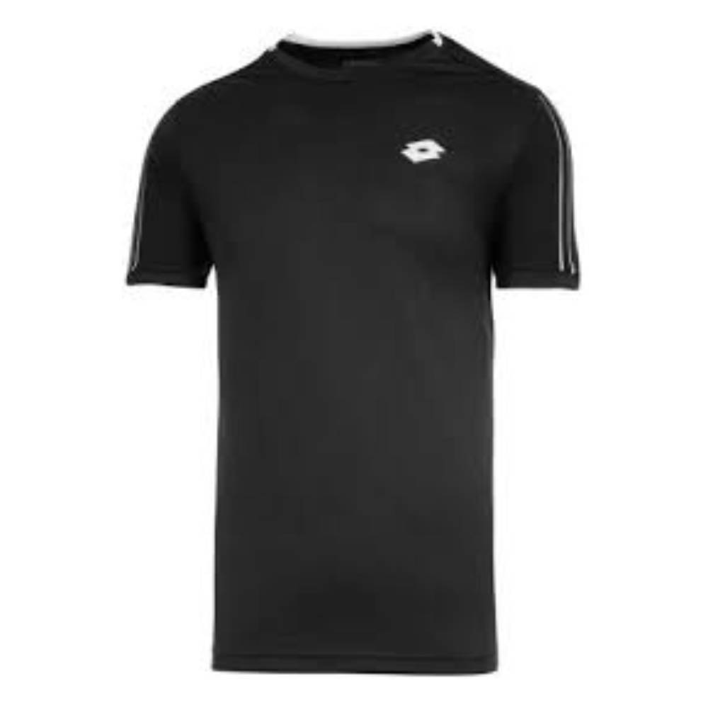 Lotto Men's Squadra II Performance T-Shirt - Breathable & Moisture-Wicking Activewear for Gym, Running & Casual Wear (Black)