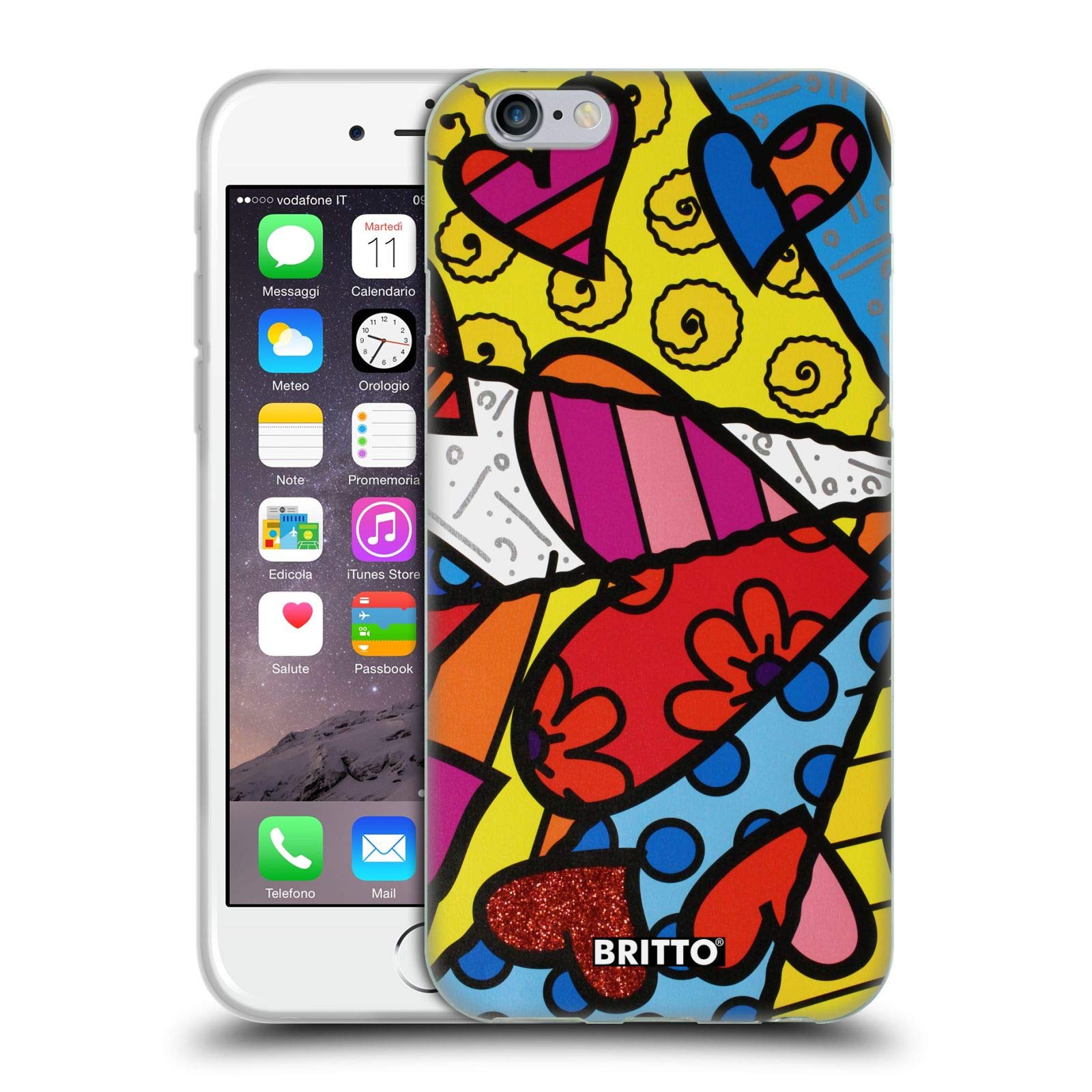 Officially Licensed Britto Heart Abstract iPhone 6/6s Case - Soft Gel Protective Cover with Colorful Art Design | Perfect Gift for Valentine's Day & Anniversary