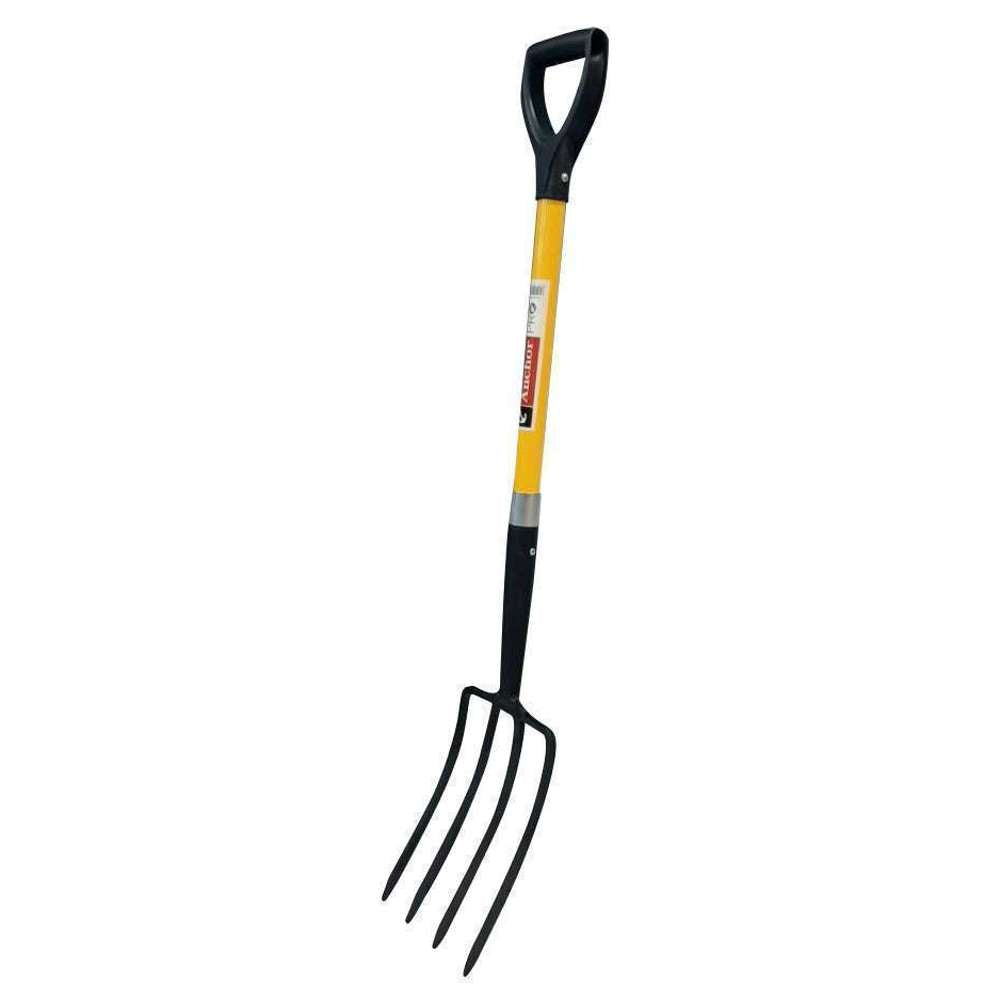 Anchor Pro Fork with Fiberglass Handle - Heavy Duty Garden Tool for Digging, Planting & Landscaping - Perfect for Home Gardeners & Professional Landscapers