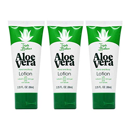 Triple Lanolin Aloe Vera Hand & Body Lotion - 3 Pack (2.25 Fl Oz Each) - Ultra Moisturizing & Nourishing Cream for Dry Skin - Perfect for Home, Office & Travel Use