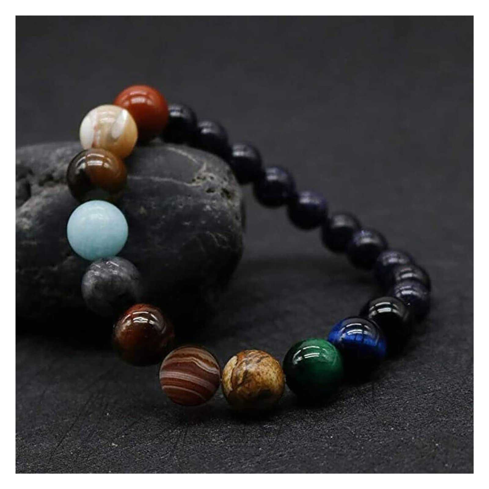 Artreez Retro Natural Stone Bracelets - Eight Planet Healing Bead Bracelet for Women, Universe Yoga Chakra Bangle, Solar System Jewelry for Meditation & Spiritual Healing - Perfect for Yoga, Reiki & Energy Balancing