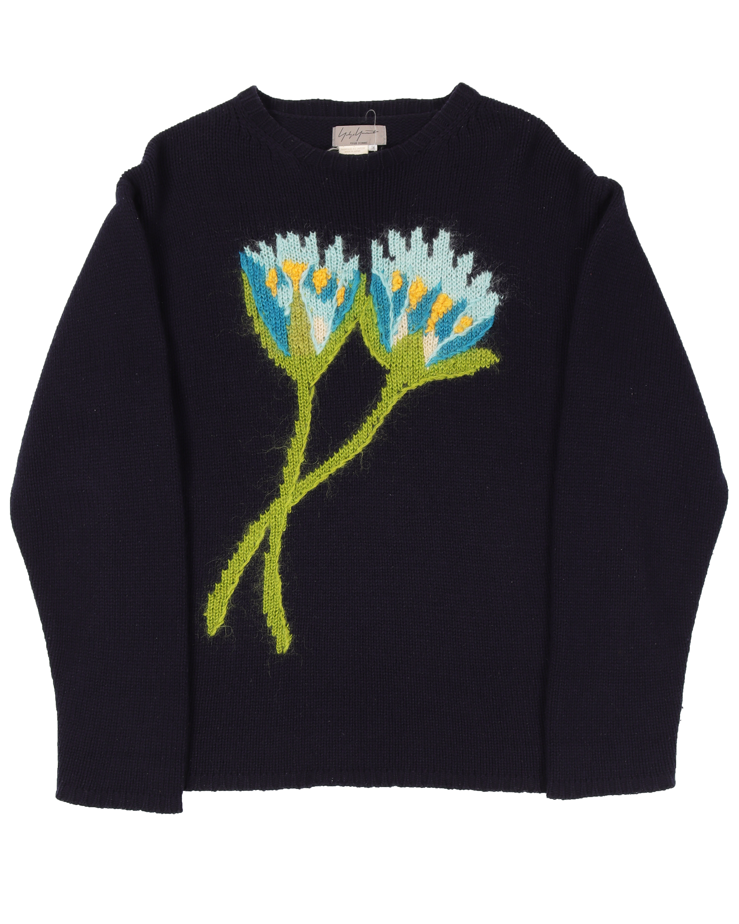 Vintage 1995 AW Intarsia Floral Knit Sweater - Cozy & Stylish for Fall Fashion, Casual Outfits, and Holiday Gatherings