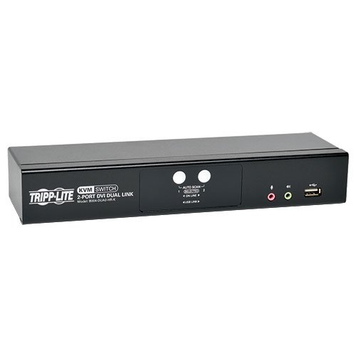 Tripp Lite 2-Port DVI Dual-Link USB KVM Switch with Audio & Cables (B004-DUA2-HR-K) - Perfect for Dual Computer Control in Office & Gaming Setups
