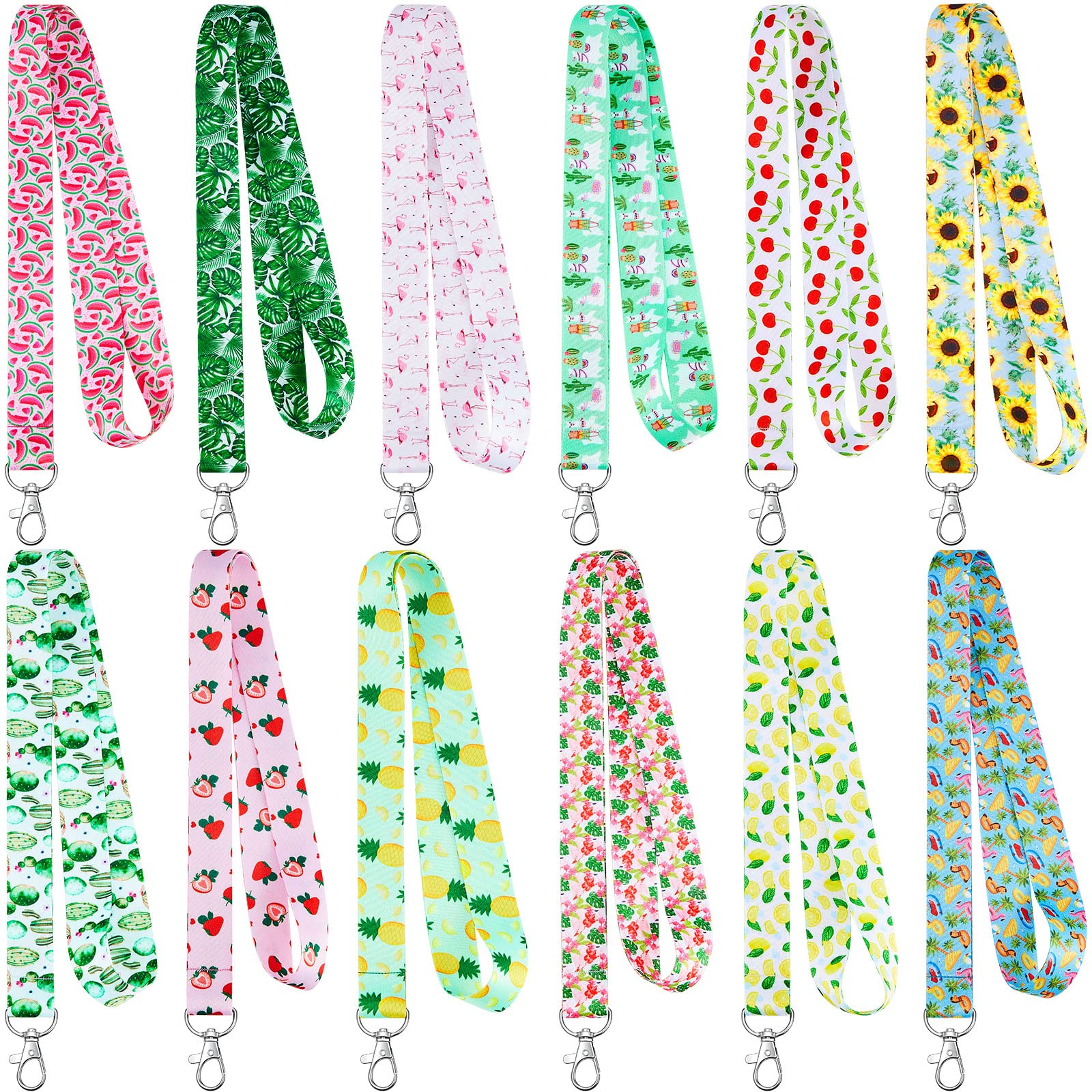 12 Pcs Summer Holiday Lanyards for ID Badges & Keys - Office & Event Use
