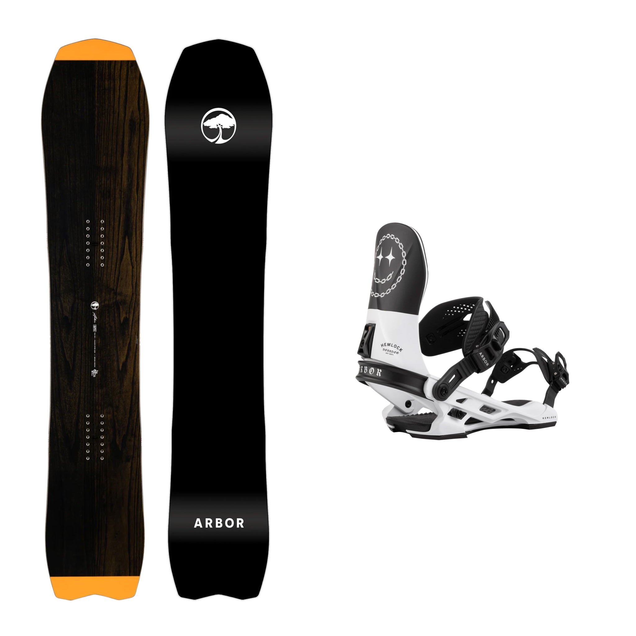 **2025 Arbor GPS Snowboard with Hemlock Boss Dog Bindings - All-Mountain Freestyle Snowboard for Men & Women - Perfect for Powder, Park & Backcountry Riding**