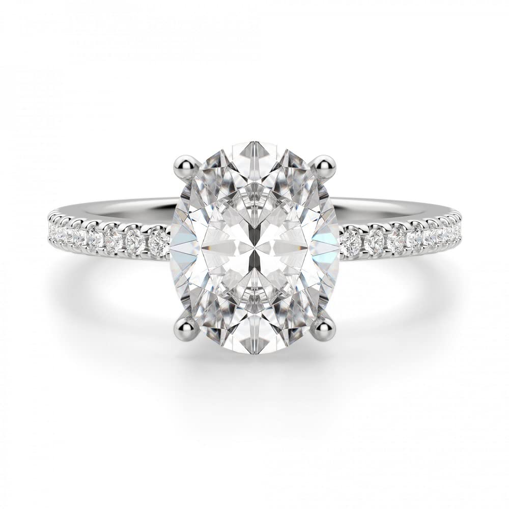 4 CT Oval Moissanite Engagement Ring for Women - Vintage Wedding Bridal Ring Set with Halo Setting, Diamond Alternative Solitaire Promise Ring - Perfect for Proposals, Anniversaries & Special Occasions