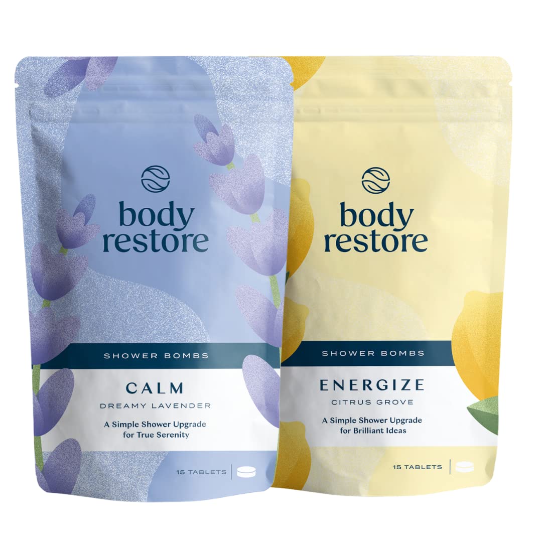 Body Restore Shower Steamers Aromatherapy Set - 30 Pack (15 x 2) with Eucalyptus & Lavender Essential Oils for Stress Relief - Relaxing Bath Bombs for Women & Men, Perfect Gift for Mom - Ideal for Spa Nights, Self-Care Routines and Stress Relief After Work