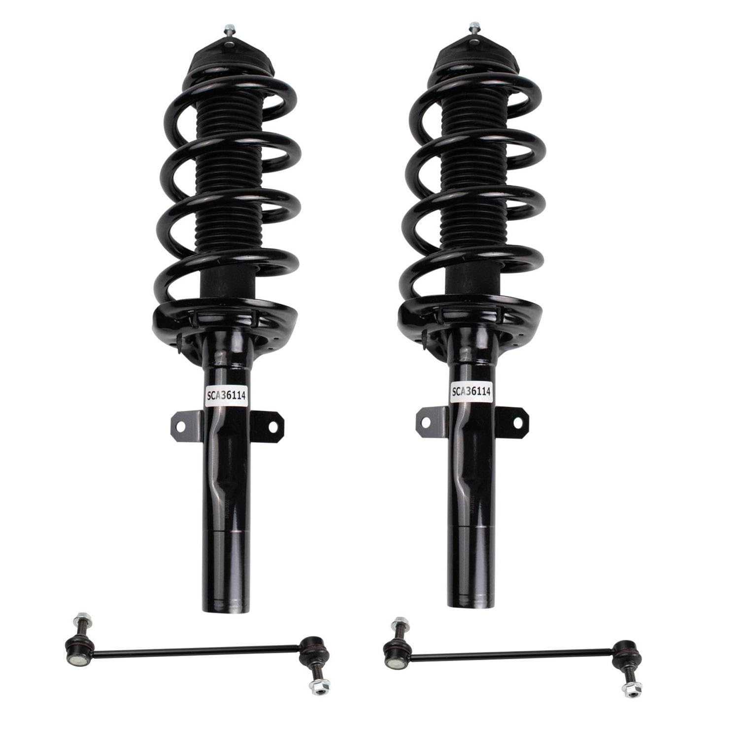 TRQ Front Suspension Kit - Complete Strut & Coil Spring Assembly with Sway Bar Stabilizer Link - Compatible with 2015-2020 Ford Transit 150/250/350 - Perfect for Smooth Rides & Heavy-Duty Hauling