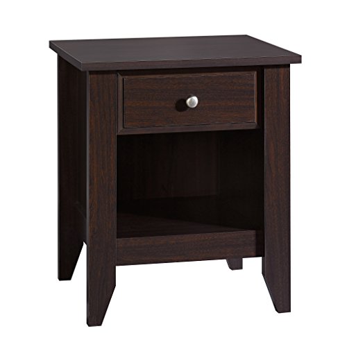 Sauder Night Stand with Jamocha Wood Finish - Bedside Table for Bedroom, Living Room, and Office - Stylish and Functional Storage Solution