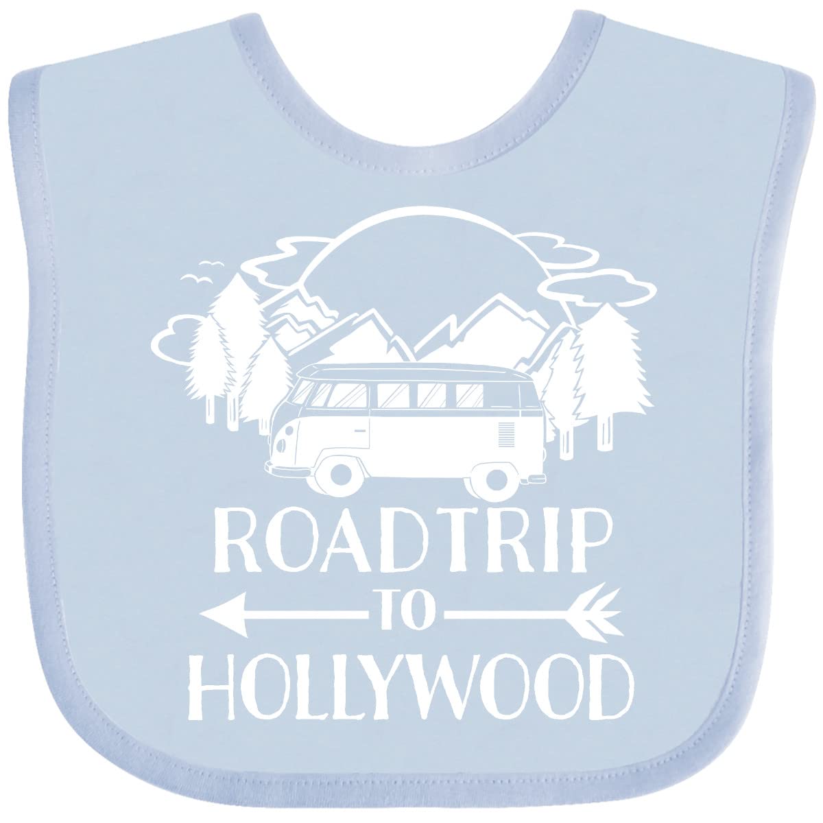 Inktastic Road Trip To Hollywood Baby Bib - Soft Cotton Drool Bib for Infants & Toddlers - Perfect for Feeding, Travel, and Photo Shoots