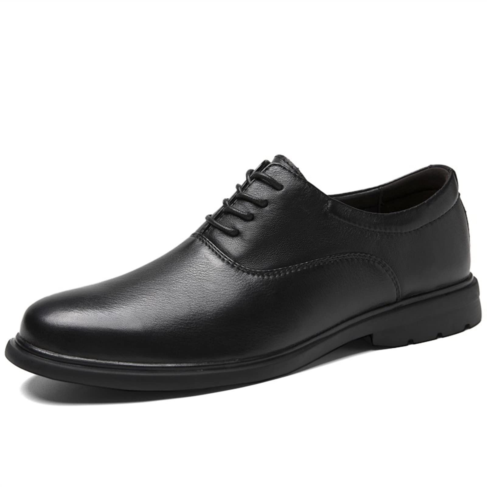 Men's Leather Dress Shoes - Formal Lace Up Round Toe Business Shoes with Anti-Slip Rubber Sole for Office, Wedding & Special Occasions